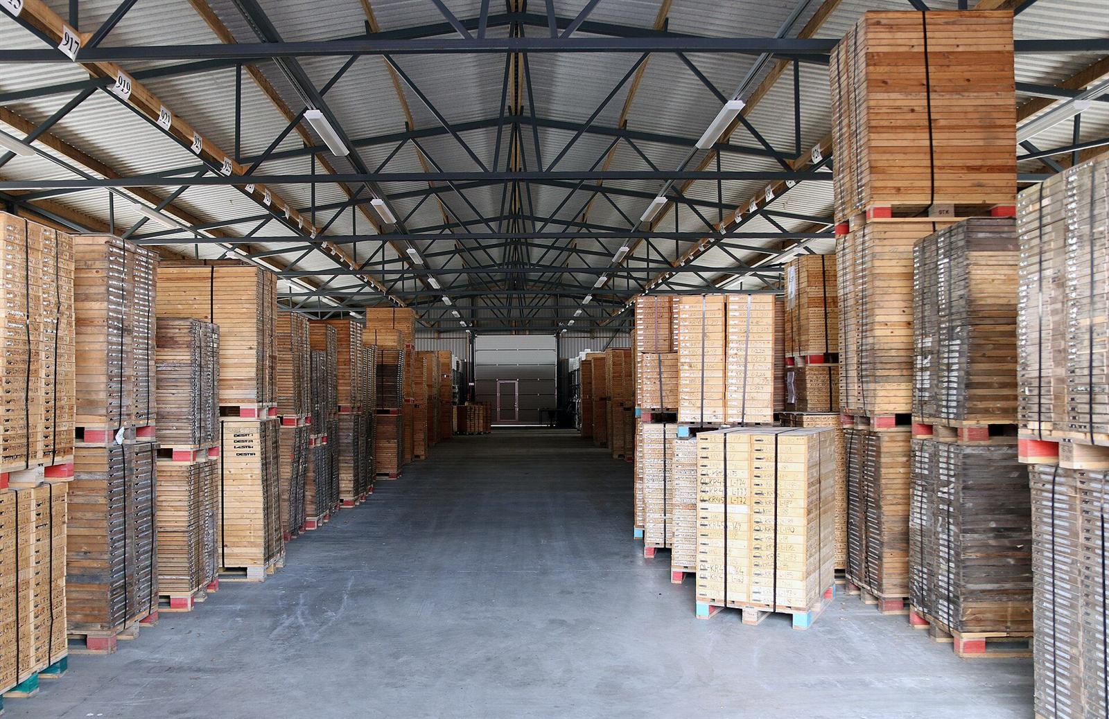 Rows of drill-core storage boxes in the Loppi drill core archive in Finland